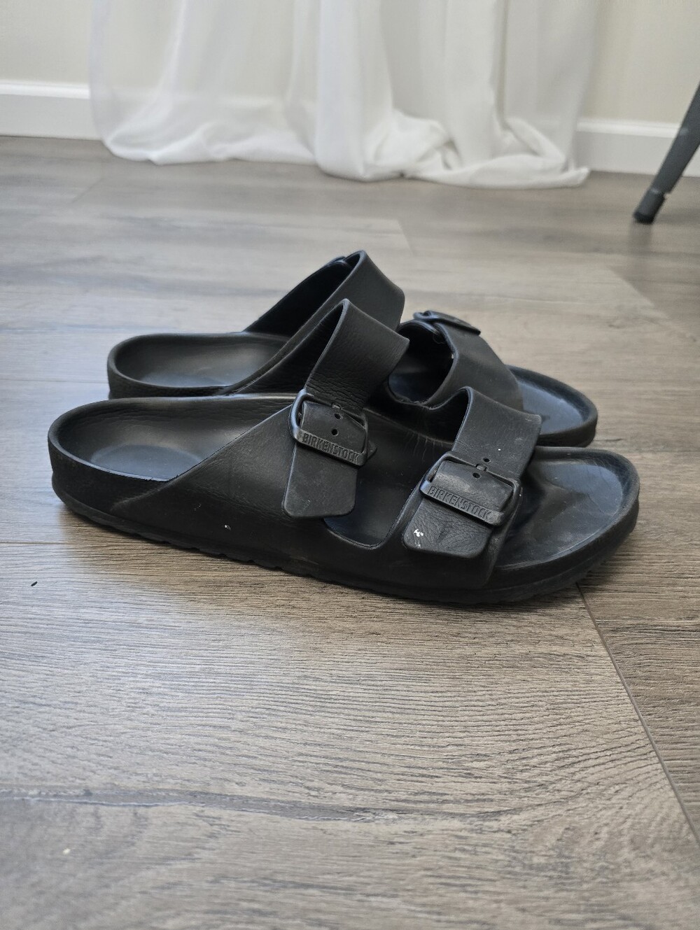Birkenstock Rubber Big Buckle Slides Black Size 40/US 9